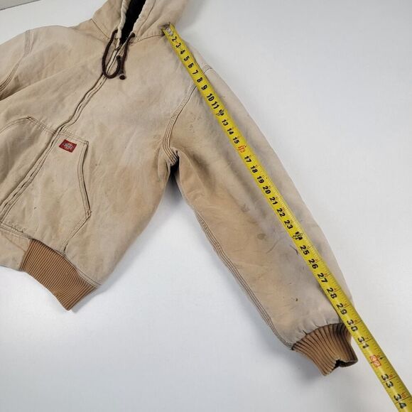 Vintage Y2K Dickies Beige Duck Canvas Hooded Work Wear Distressed Jacket Large - Picture 5 of 12